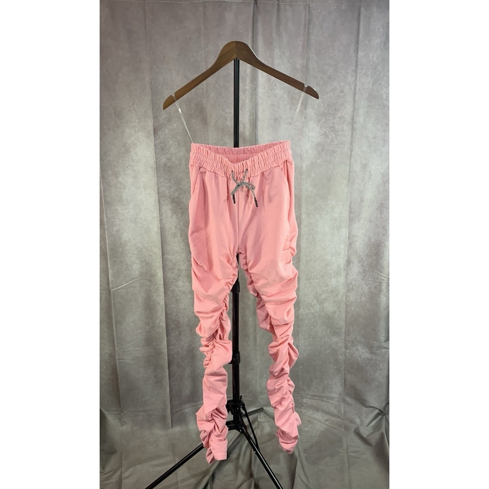 AKIRA Pink Stacked/ Ruched Leg Pants With Pockets Leggings, Joggers,